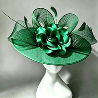 Topi Fascinator Sinamay Elegan, Topi Koktail Bunga Satin untuk Pernikahan, Gereja, Kentucky Derby