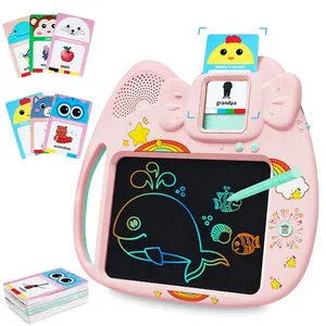 Audible Language Learning Interactive Device Enlightenment Toy Smart Talking Flash Cards Machine 2 in 1 LCD Writing Tablet