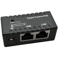 Injecteur PoE passif à port unique Gigabit Répartiteur PoE à câble intégré (12-52V DC) pour caméra de surveillance pour commutateurs réseau