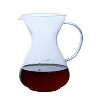 Carafe à café en verre grande capacité 800 ml, résistante à la chaleur, avec poignée, pour infusion manuelle, en acier inoxydable, fournie directement par le fabricant