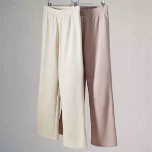 Automne décontracté vêtements de salon solide personnalisé lâche quart fermeture éclair sweat pantalons larges ensembles femmes survêtements - Product Image 6