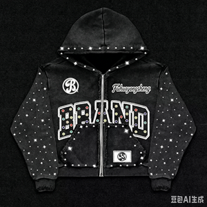 Sweat-shirts à capuche zippés personnalisés avec logo, style streetwear, en coton lourd, <span class=keywords><strong>patchwork</strong></span> imprimé, 100% coton, écologiques, vintage, en polaire <span class=keywords><strong>pour</strong></span> l'hiver, <span class=keywords><strong>pour</strong></span> hommes - Product Image 1
