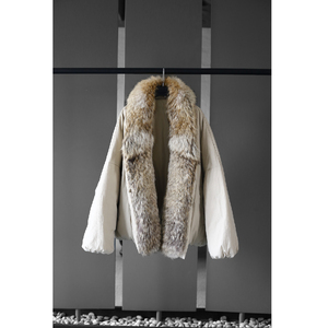 Nuova giacca da <span class=keywords><strong>donna</strong></span> autunno inverno unica giacca da <span class=keywords><strong>donna</strong></span> Cardigan Outwear colore Patchwork spesso caldo e caldo cappotto gonfio in pelliccia di lupo - Product Image 4