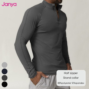 Custom Logo Men's Activewear Stand up Collar Running Top <strong>Half</strong> Zip Long <strong>Sleeve</strong> Workout <strong>T</strong> <strong>Shirts</strong> Gym Fitness Sports <strong>Shirt</strong> for Men - Product Image 4