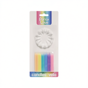 Bougies d'anniversaire multicolores pastel Party Love 6 cm, lot de 12 - Product Image 3