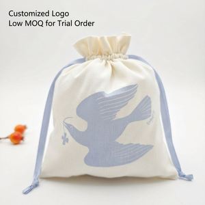 Custom Logo Printing Cotton <b>Bag</b> Natural Cotton Pouch Gots 100% Cotton Drawstring Muslin Drawstring <b>Bag</b> Storage Packing Pouch <b>Bag</b> - Product Image 1