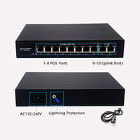Switch PoE non standard 8 ports 100 Mbps avec 2 ports Uplink 96W 12V 24V pour CCTV et AP sans fil