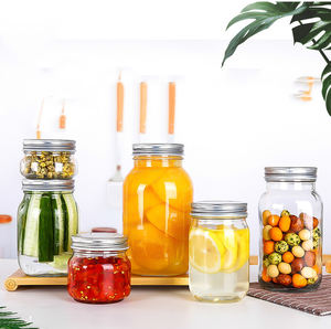 Großhandel 4oz 8oz 12oz 16oz 32oz Glas Einmach gläser Behälter mit regulären geteilten Deckel Marmelade Glas Weithals Einmach glas - Product Image 5