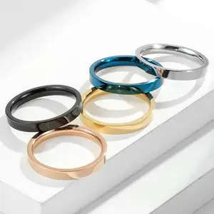 Simple 3MM stacked ring ring titanium steel tail ring for men and women to propose marriage.