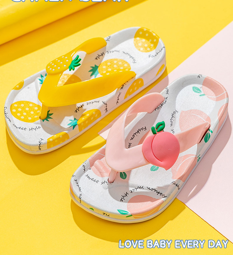 Cute Cartoon Fruit Slippers for Children Indoor Outdoor Beach Flip-Flops Slippers