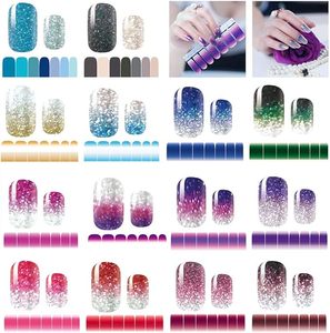 Self-Adhesive Glitter Gradient <b>Nail</b> Art Stickers 3D <b>Decals</b> Non-Toxic Child-Safe Plastic Papercard Packaging Luxurious Design - Product Image 1