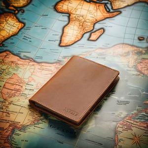 Porte-passeport personnalisé en cuir véritable, durable, moderne, promotionnel, avec monogramme gravé, portefeuille de voyage - Product Image 3