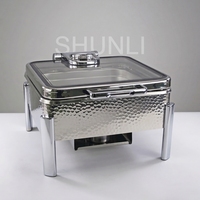 Plat à réchaud en acier inoxydable avec marques de marteau uniques, chauffe-plats pour hôtels et restaurants, ensemble de buffet de luxe moderne et royal