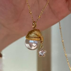 Collar de Plata Pura S925 con Colgante de Manzana Cepillada y Cadena de Caja, Sensación de Lujo de Alta Gama, Colgante de Fruta de los Deseos para Usar en la Clavícula - Product Image 1