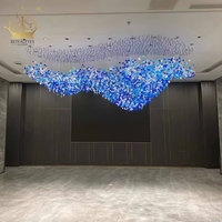 Lustre de luxe de plafond de salon de restaurant grands lustres en cristal verts pour les plafonds hauts