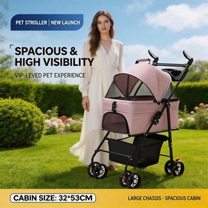 <span class=keywords><strong>Poussette</strong></span> <span class=keywords><strong>pour</strong></span> animaux de compagnie pliable à 4 roues, légère, imperméable, de style classique, réglable en hauteur, <span class=keywords><strong>pour</strong></span> chats et chiens - Product Image 2