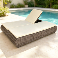 Vente chaude usine : Mobilier d'extérieur, lit de repos en rotin pour jardin, chaise longue imperméable, lit double pour piscine