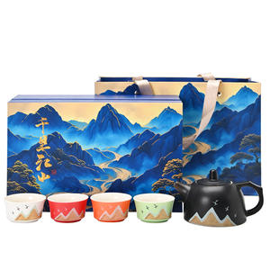 Juego de Té Kung Fu Creativo y Cultural, Caja de Regalo con Tetera y Cuatro Tazas de Cerámica, Recuerdo con Diseño de Mil Millas de Ríos y Montañas - Product Image 5