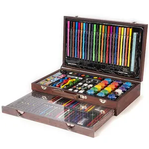 Offre Spéciale Gsh Éducatifs Luxe 124-Pcs Boîte En Bois Peinture Art Ensemble Pour Enfants Adolescents