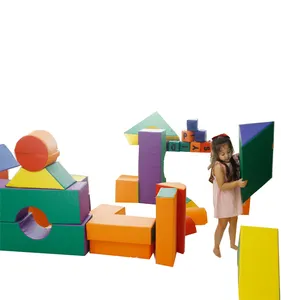 도매 친환경 어린이 교육 장난감 무독성 소프트 폼 캐슬 소프트 플레이 블록 빌딩 블록 장비 35 단위