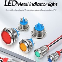 ABILKEEN Voyant lumineux à tête plate de 12 mm avec borne à vis IP65, lampe de signalisation métallique à large plage de tension pour appareillage de commutation