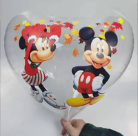 Grands ballons transparents en forme de cœur, imprimés avec des personnages de dessins animés, ballons transparents pour la décoration de fêtes d'enfants, jouets cadeaux