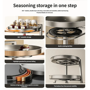 Estante de <span class=keywords><strong>Cocina</strong></span> Giratorio Multifuncional de Acero al Carbono, de 3 Niveles Ajustables, Impermeable, para Almacenamiento - Product Image 6