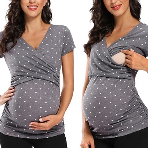 <span class=keywords><strong>Haut</strong></span> d'<span class=keywords><strong>allaitement</strong></span> à manches courtes, <span class=keywords><strong>haut</strong></span> d'été pour allaiter son bébé, doux et confortable - Product Image 2