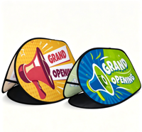Support publicitaire ovale pliable en tissu imprimé personnalisé en forme de haricot, 62x120/100x200cm, pour sponsorisation et événements