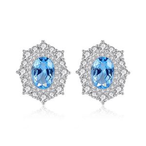 Oval Cut Zircon Silver Jewelry <b>Set</b> with <b>Necklace</b> <b>Earrings</b> Ring Rhodium Plated Classic Style for Wedding <b>Bridal</b> Gift - Product Image 4