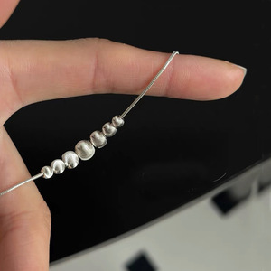 Collar de plata de ley S925 con diseño de hueso de serpiente, cuentas de ojo de gato cepilladas, cadena para clavícula, para mujer, uso diario. - Product Image 4