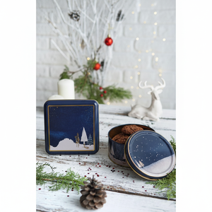 Metal Storage Tin <b>Set</b> – <b>Square</b> & Round Night Deer Valentine And New Year Design - Product Image 3