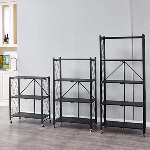 Household Double 3-5 Tier Metal Free Standing <strong>Storage</strong> Racks Foldable Shelving Rack Stackable <strong>Kitchen</strong> <strong>Storage</strong> <strong>Units</strong> - Product Image 3