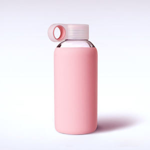 热销产品促销160/220/300毫升硼硅酸盐竹盖玻璃水瓶带硅胶套 - Product Image 3