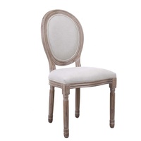 Ensemble de 6 chaises de salle à manger en bois massif au design nordique moderne avec tissu en coton/lin pour la maison, le bureau, l'appartement, l'atelier - Importé
