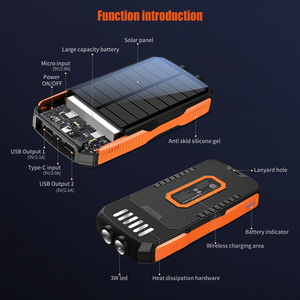 แบตสำรองพลังงานแสงอาทิตย์ Xionel 25000mAh พร้อมไฟ LED สำหรับชาร์จกลางแจ้ง - Product Image 4