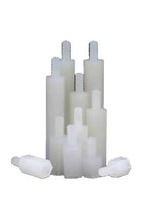 Fixations, goujons, tiges filetées, nouveau plastique fileté PA 66 blanc, entretoise pour circuit imprimé, vis femelle à mâle, goujons hexagonaux en nylon filetés - Product Image 5