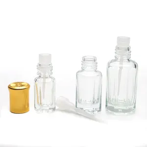 3 ml 6 ml 12ml flint árabe Attar Oud botella de vidrio de aceite con palo de plástico con tapa de oro