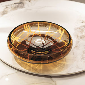 Grosir dekorasi kristal kaca peralatan makan berlapis emas kaca dekorasi buah piring mangkuk sayuran - Product Image 5