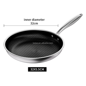 304 Multi-ply Stainless Steel Honeycomb 28cm 30cm 32cm <strong>Fry</strong> <strong>Pan</strong> Kitchen Three-layer Steel Cooking <strong>Fry</strong> <strong>Pan</strong> - Product Image 6