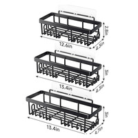 Lot de 6 étagères de salle de bain modernes adhésives antirouille, support de douche mural de grande capacité, étagère de rangement en métal sans perçage
