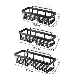 Lot de 6 étagères de salle de bain modernes adhésives antirouille, support de <span class=keywords><strong>douche</strong></span> mural de grande capacité, étagère de <span class=keywords><strong>rangement</strong></span> en métal <span class=keywords><strong>sans</strong></span> perçage - Product Image 4