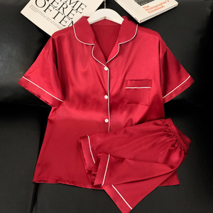 Set <span class=keywords><strong>Pigiama</strong></span> <span class=keywords><strong>Donna</strong></span> in Finta Seta Estivo con Top a Maniche Corte e Pantaloncini, Completo da Notte in Raso, Abbigliamento per Casa e Relax - Product Image 6