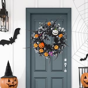 Nueva decoración de Halloween corona plástico calabaza flor mago sombrero fiesta en casa decoración colgante anillo de ratán Decoración - Product Image 4