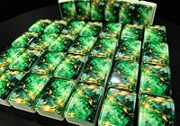 Handcrafted Resin Marble Pattern Green Gold Mechanical Keyboard Keycaps Glossy Artisan Keycap Set Custom OEM