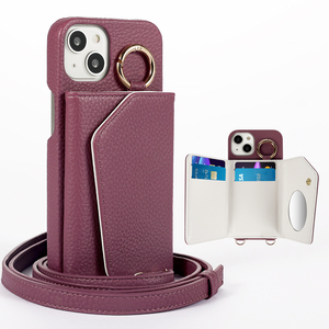 Portefeuille en cuir sac de téléphone étui bandoulière portefeuille porte-clés téléphone portable étui porte-carte béquille pour <span class=keywords><strong>iphone</strong></span> 14 pro max - Product Image 1
