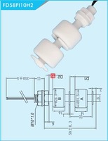 FuEn Füllstandsensor Vertikal Montierter PP Magnetischer Wasser-Schwimmerfüllstandschalter 0,1% Genauigkeit 110V/220V 350mm Kabel für Luftentfeuchter