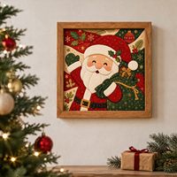 Kit d'art textile de Noël personnalisé OEM DIY, vente en gros d'usine, ensemble de peinture sur tissu sans couture avec cadre