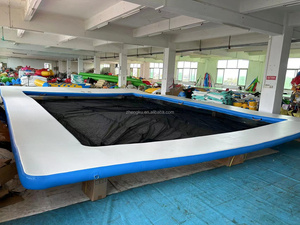 Disesuaikan kolam renang laut mengapung tiup Platform perosotan air Yacht mengambang Dock dengan jaring anti-ubur-ubur - Product Image 5