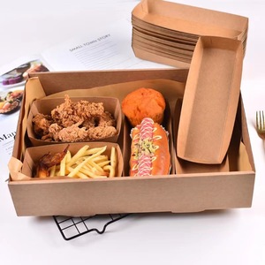Disposable Kraft Paper Picnic Box Rectangle Food <b>Container</b> With Handle For Outdoor Camping Fruit Bento Sushi <b>Takeaway</b> Barbecue - Product Image 3